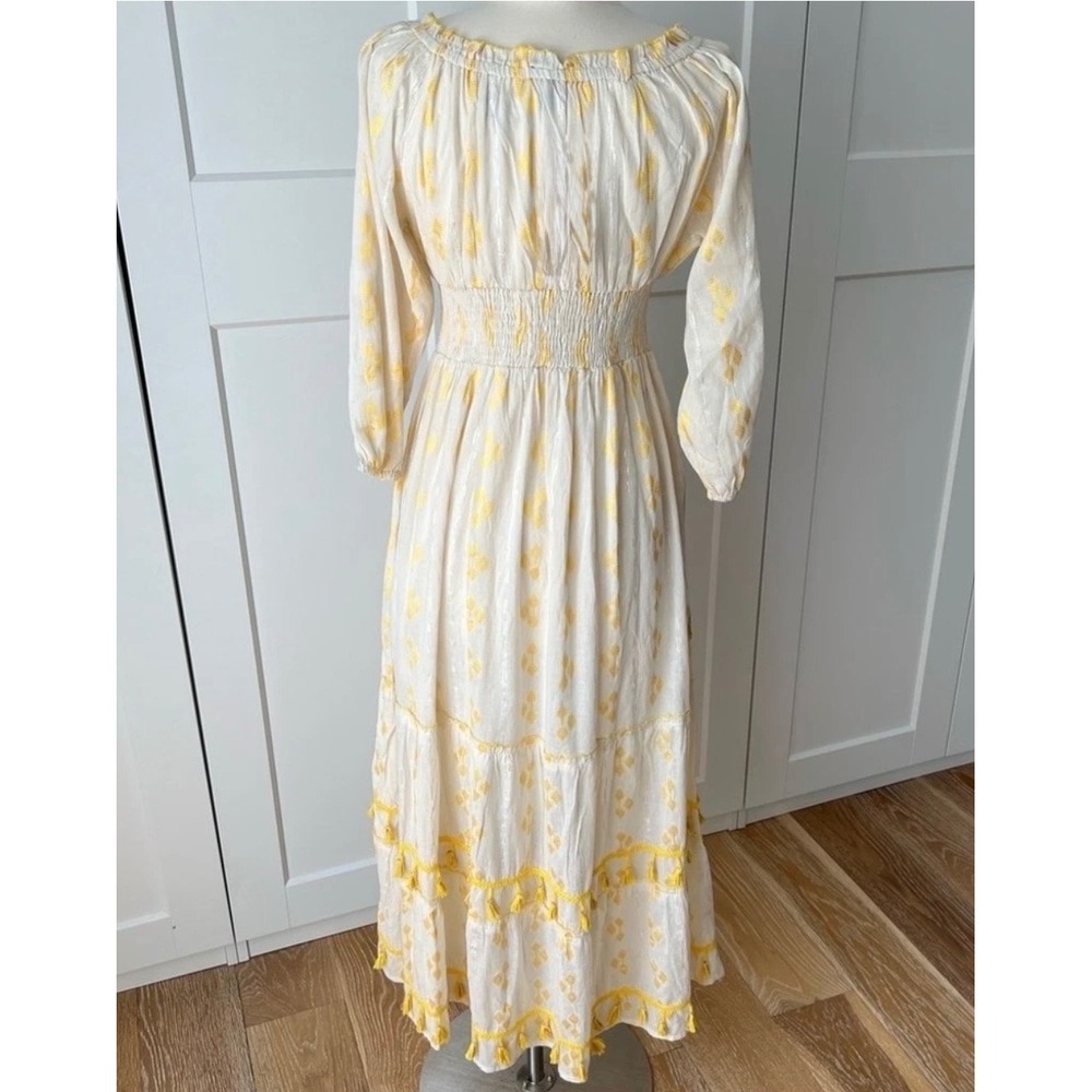Anthro Me 2 Magic Embroidered 100% Cotton Peasant Tassel Boho Maxi Dress S - Picture 2 of 9